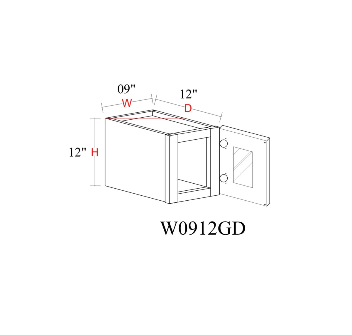 Whipped Cream Fancy Shaker Wall Cabinet WCFS-W0912GD — Tree Cabinetry product image
