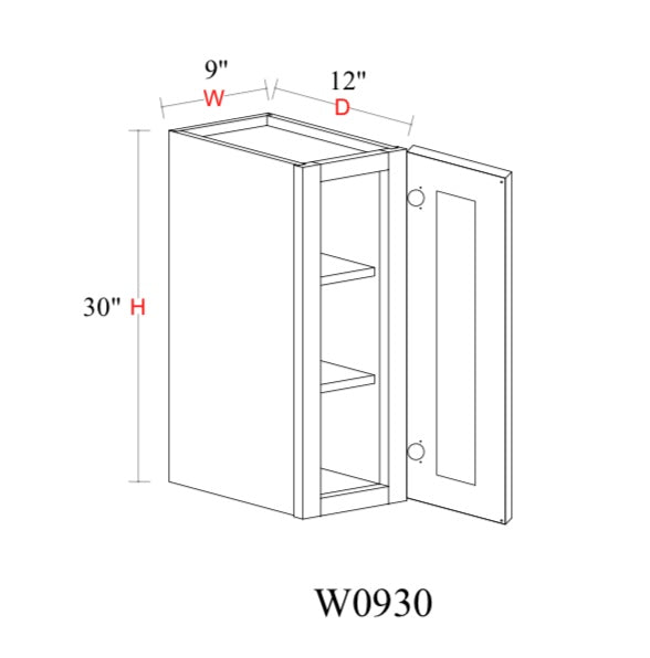 Safari Fancy Shaker Wall Cabinet SFS-W0930 — Tree Cabinetry product image