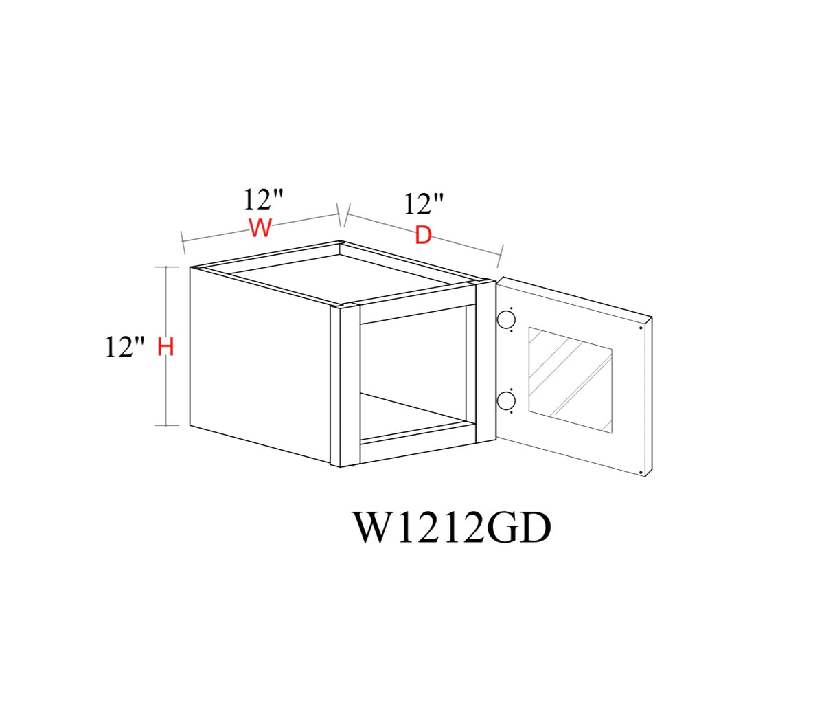Safari Fancy Shaker Wall Cabinet SFS-W1212GD — Tree Cabinetry product image