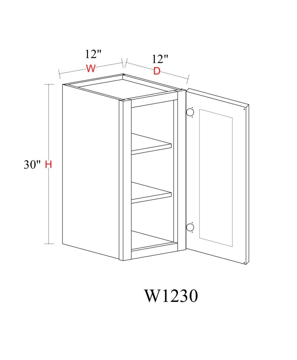 Safari Fancy Shaker Wall Cabinet SFS-W1230 — Tree Cabinetry product image