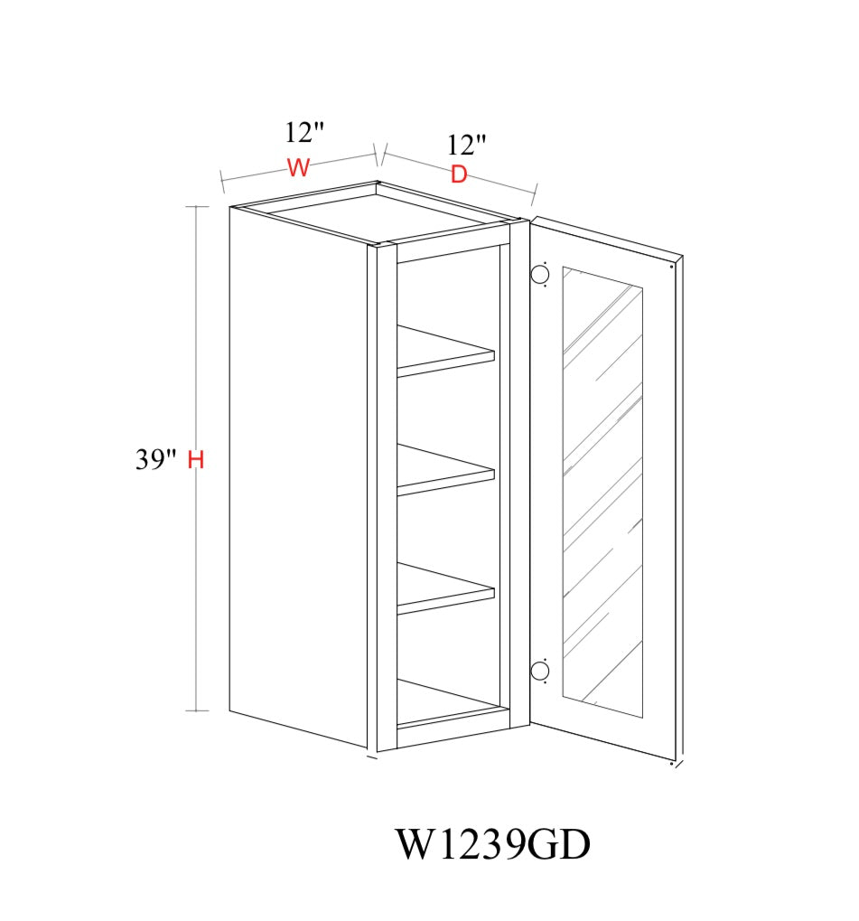 Matcha Fancy Shaker Wall Cabinet MFS-W1239GD — Tree Cabinetry product image