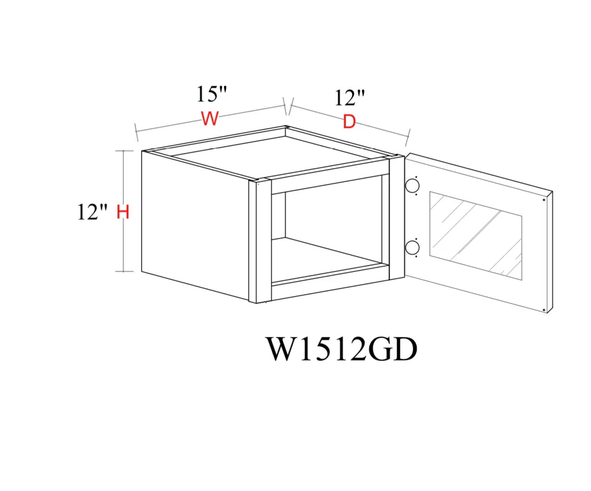 Shaker White Wall Cabinet SW-W1512GD — Tree Cabinetry product image