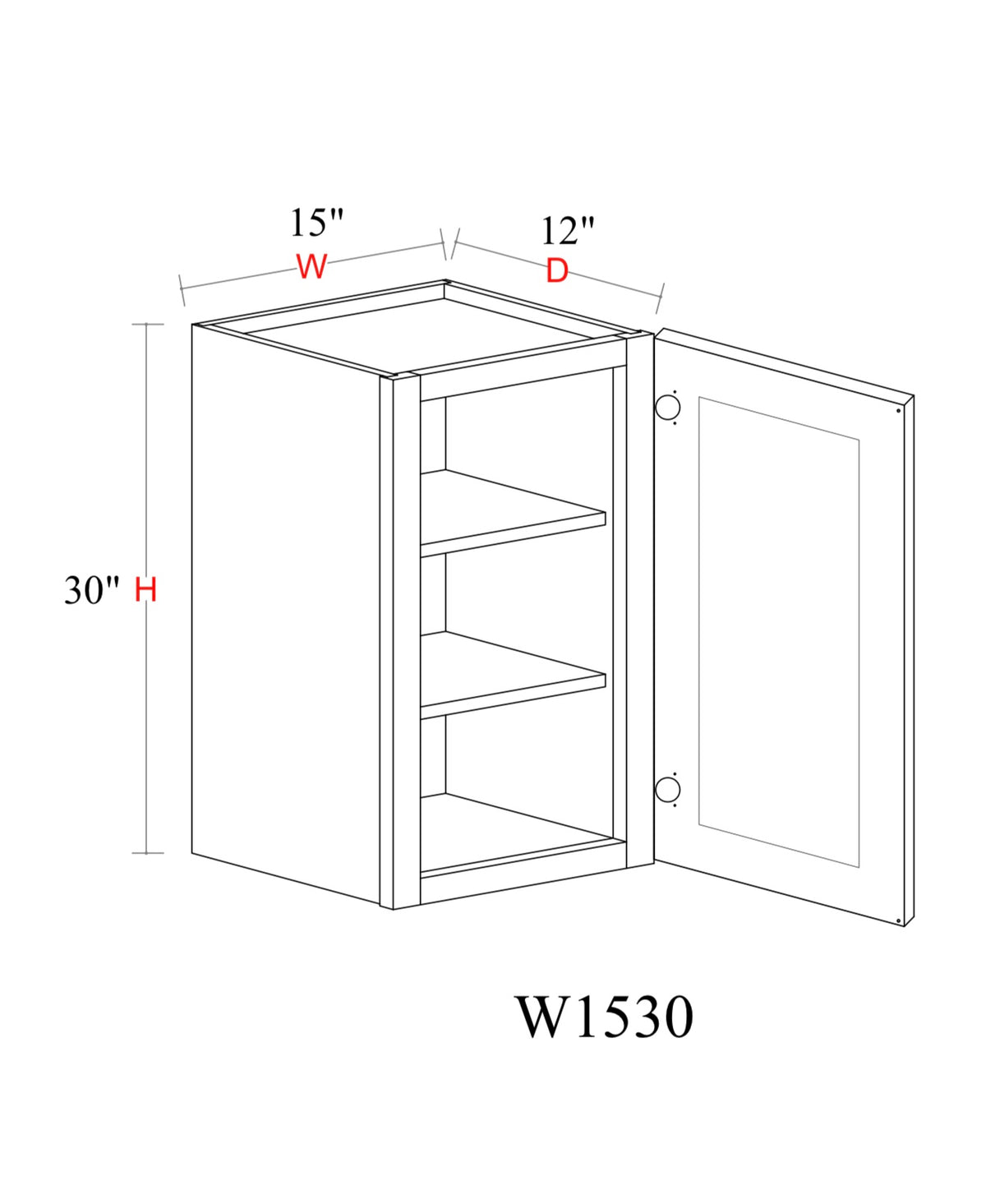 Safari Fancy Shaker Wall Cabinet SFS-W1530 — Tree Cabinetry product image