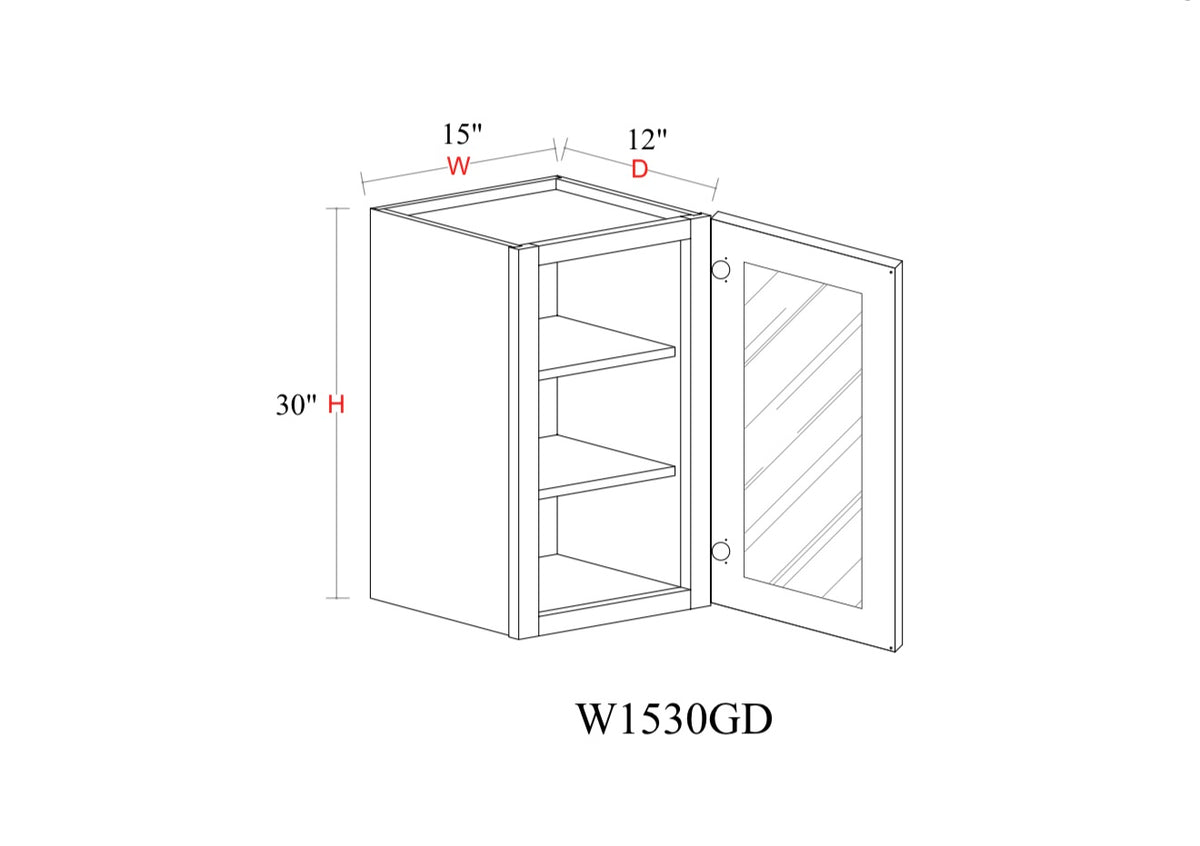 Matcha Fancy Shaker Wall Cabinet MFS-W1530GD — Tree Cabinetry product image