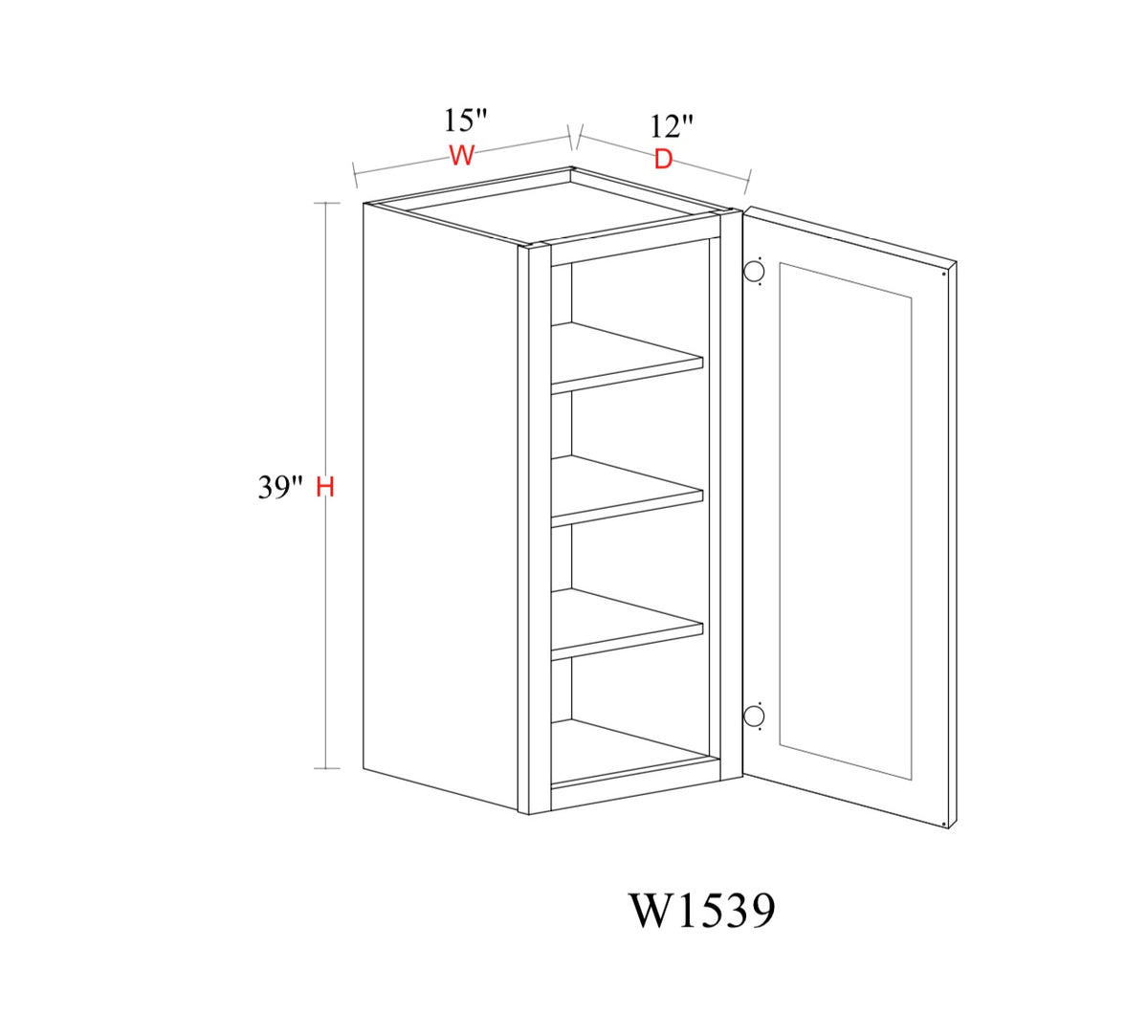 Safari Fancy Shaker Wall Cabinet SFS-W1539 — Tree Cabinetry product image