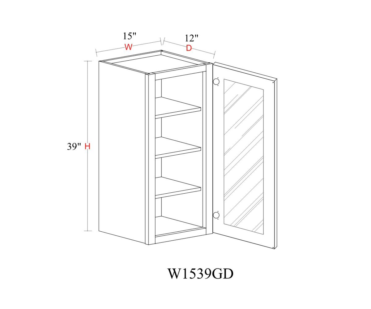 Safari Fancy Shaker Wall Cabinet SFS-W1539GD — Tree Cabinetry product image