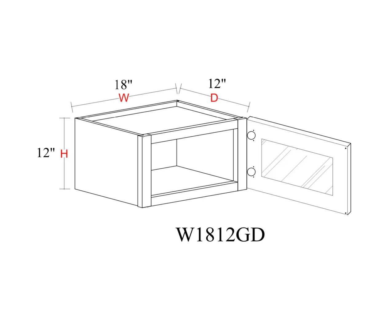 Matcha Fancy Shaker Wall Cabinet MFS-W1812GD — Tree Cabinetry product image
