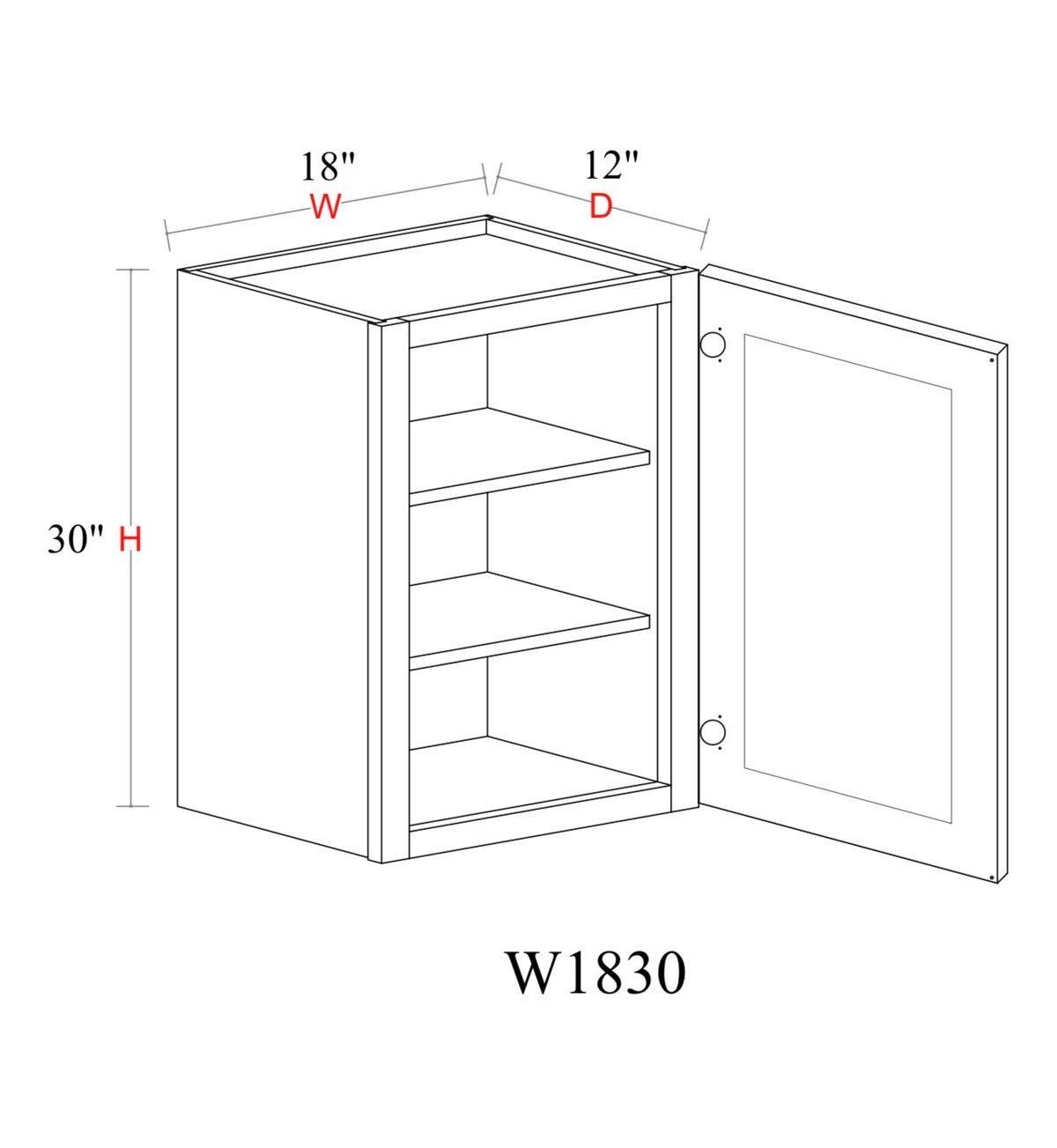 Whipped Cream Fancy Shaker Wall Cabinet WCFS-W1830 — Tree Cabinetry product image