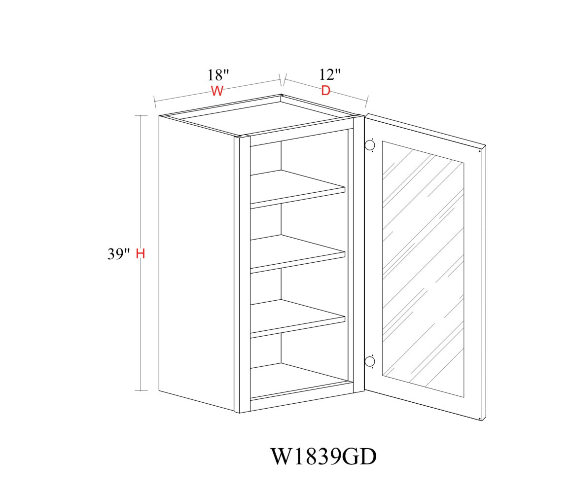 Matcha Fancy Shaker Wall Cabinet MFS-W1839GD — Tree Cabinetry product image