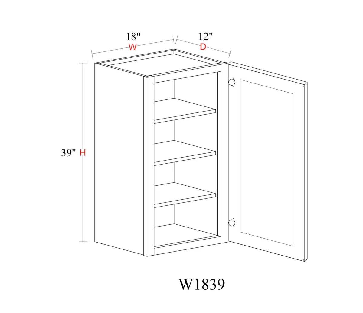 Whipped Cream Fancy Shaker Wall Cabinet WCFS-W1839 — Tree Cabinetry product image