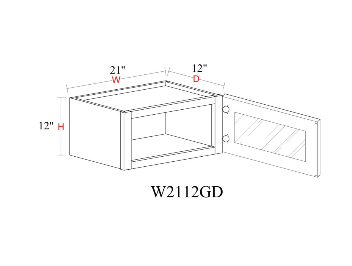 Whipped Cream Fancy Shaker Wall Cabinet WCFS-W2112GD — Tree Cabinetry product image