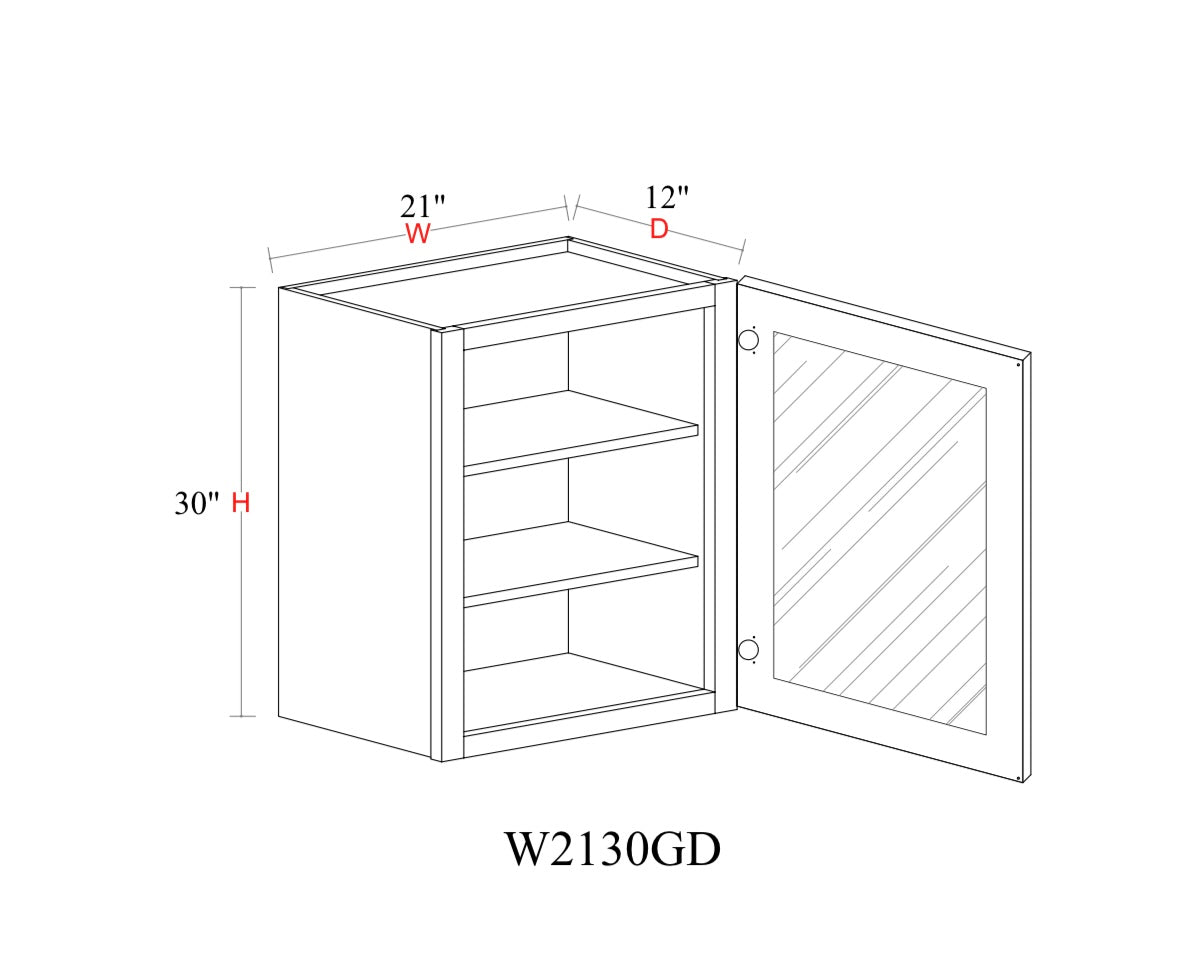 Safari Fancy Shaker Wall Cabinet SFS-W2130GD — Tree Cabinetry product image
