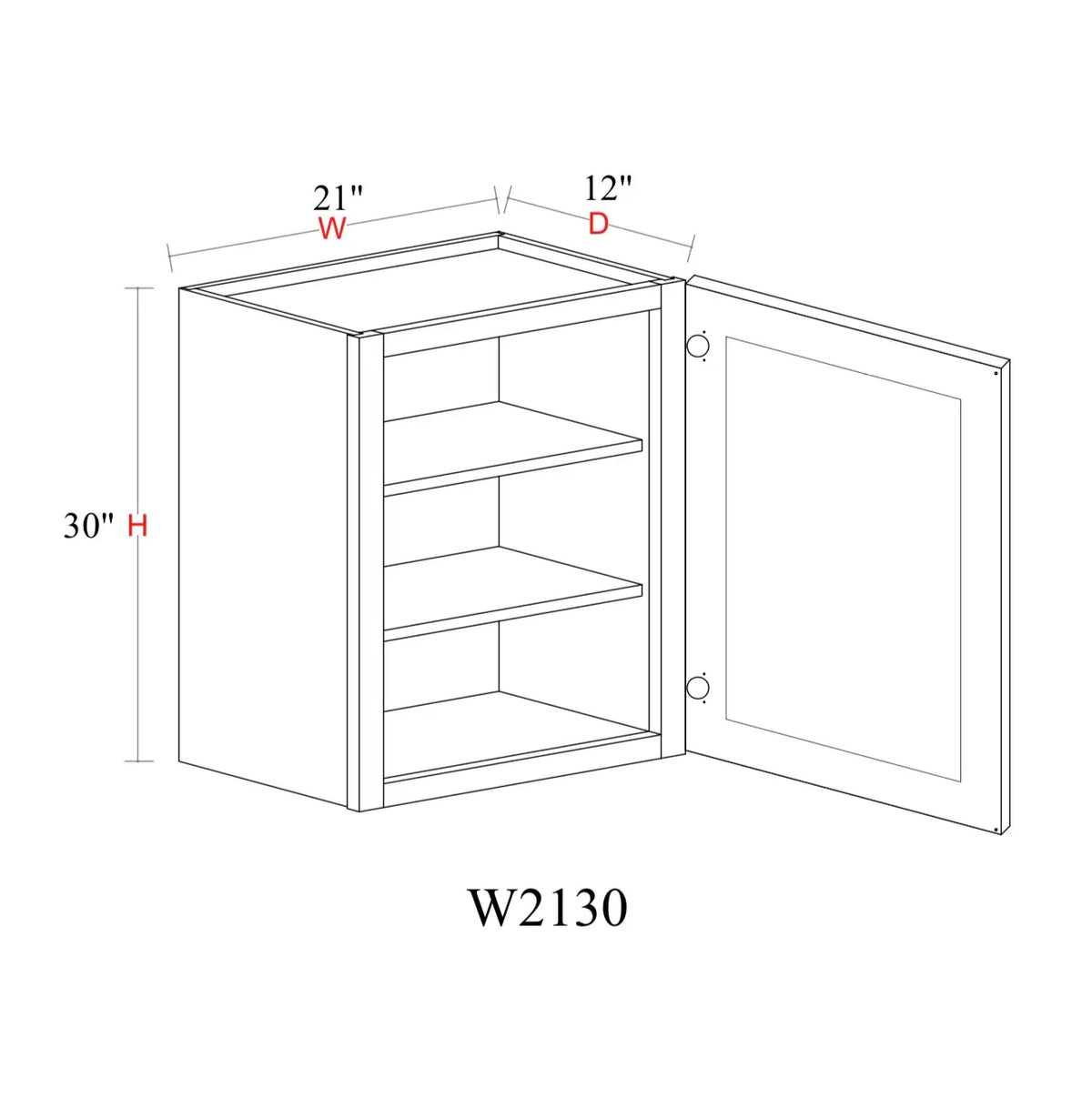 Shaker White Wall Cabinet SW-W2130 — Tree Cabinetry product image