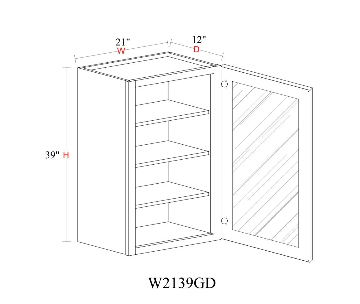Shaker White Wall Cabinet SW-W2139GD — Tree Cabinetry product image