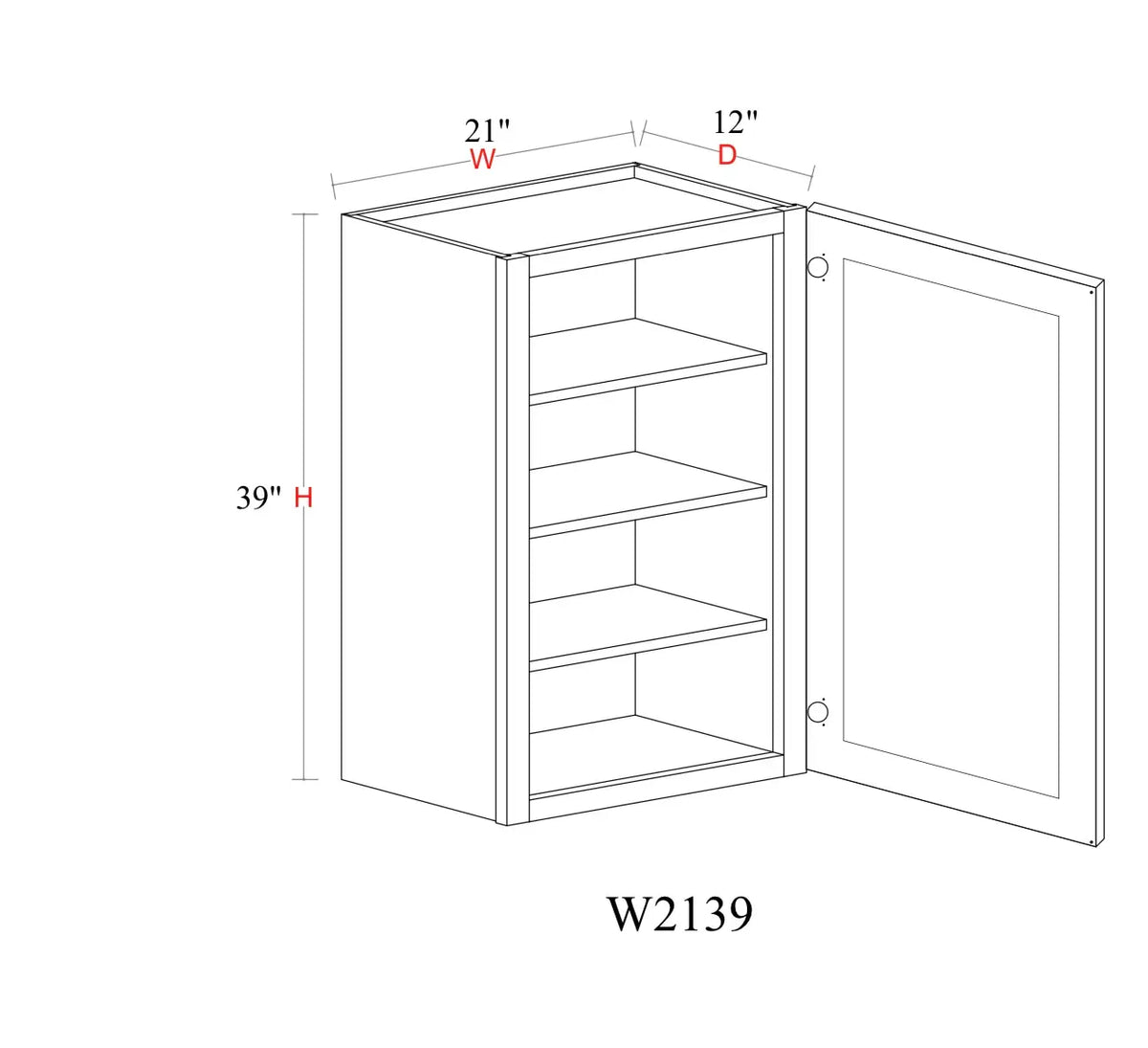 Matcha Fancy Shaker Wall Cabinet MFS-W2139 — Tree Cabinetry product image