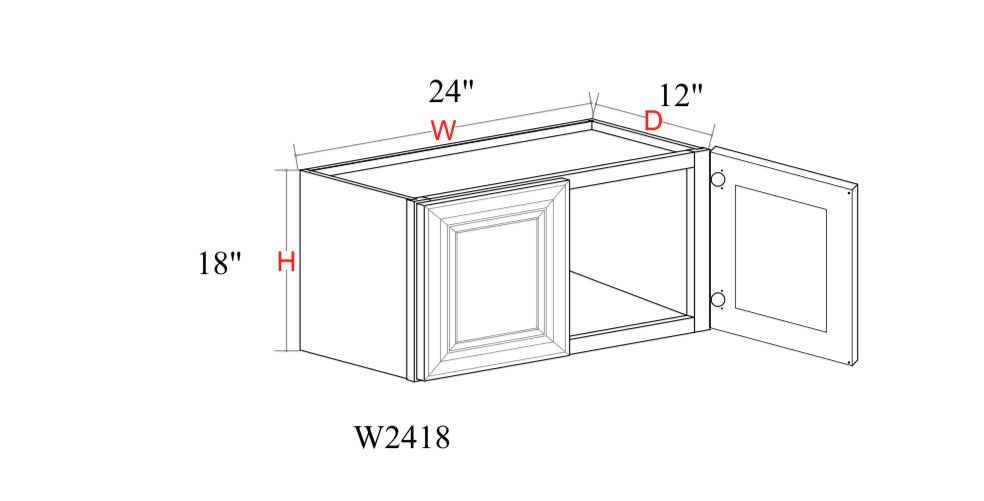 Safari Fancy Shaker Wall Cabinet SFS-W2418 — Tree Cabinetry product image