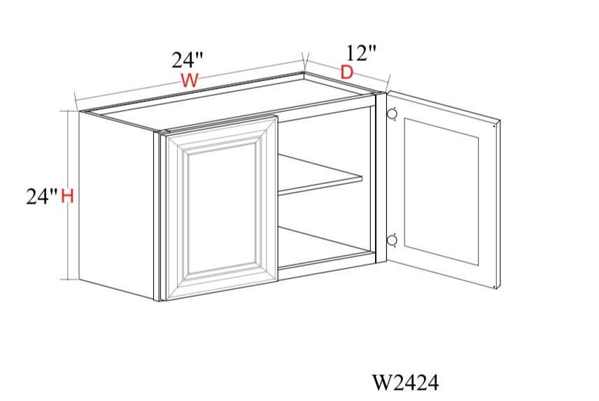 Safari Fancy Shaker Wall Cabinet SFS-W2424 — Tree Cabinetry product image