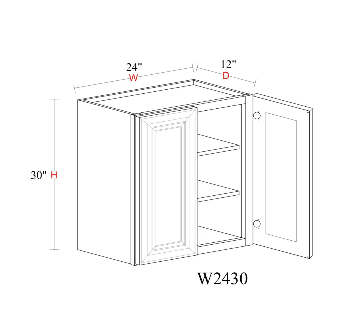 Safari Fancy Shaker Wall Cabinet SFS-W2430 — Tree Cabinetry product image