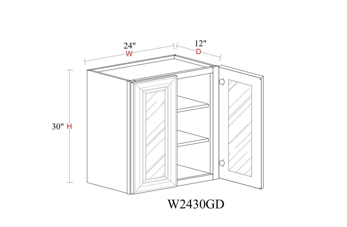 Safari Fancy Shaker Wall Cabinet SFS-W2430GD — Tree Cabinetry product image
