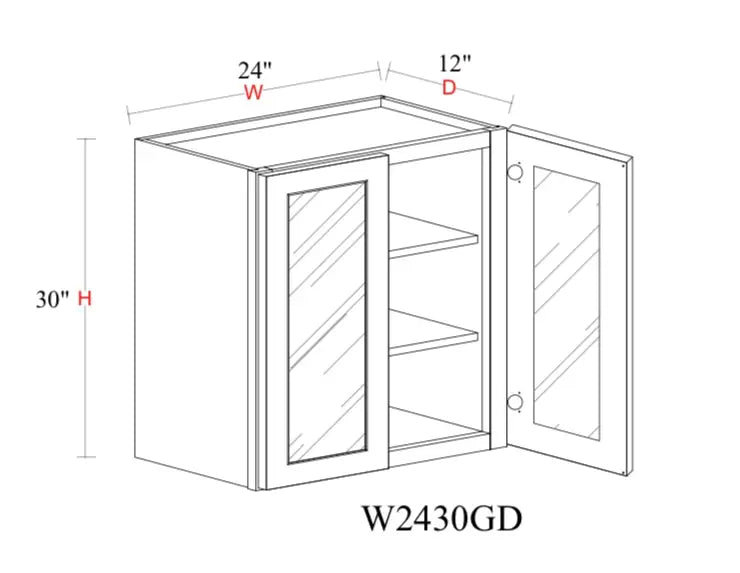 Shaker White Wall Cabinet SW-W2430GD — Tree Cabinetry product image