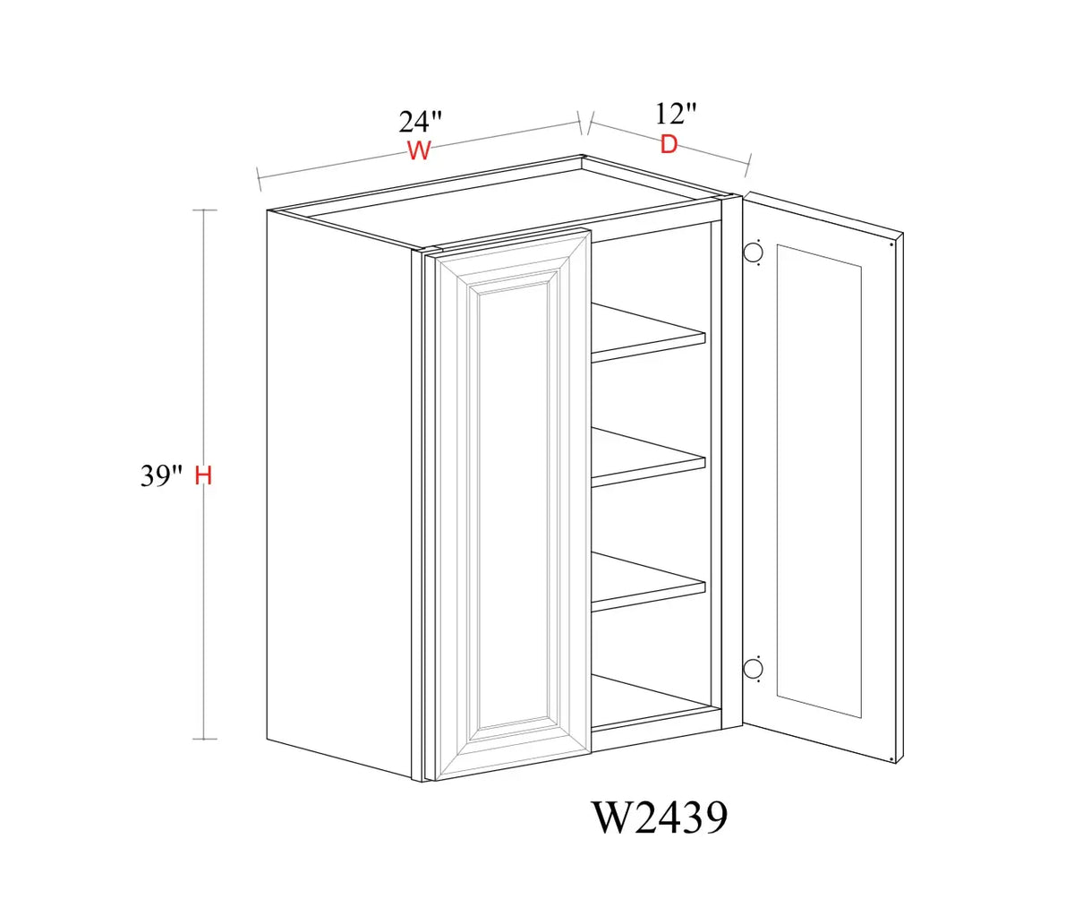 Safari Fancy Shaker Wall Cabinet SFS-W2439 — Tree Cabinetry product image