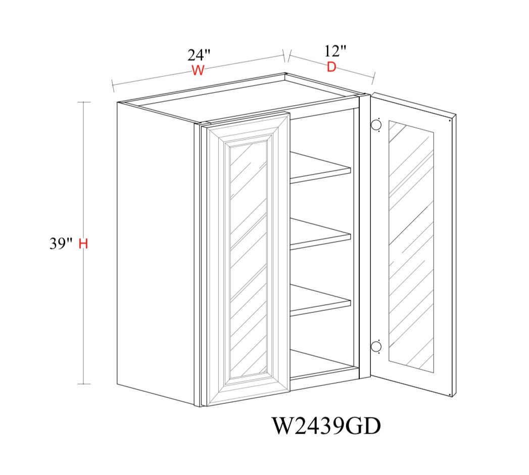 Matcha Fancy Shaker Wall Cabinet MFS-W2439GD — Tree Cabinetry product image