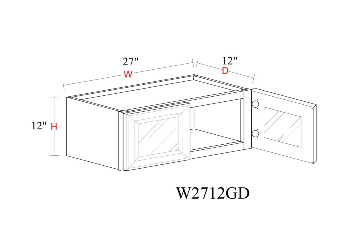 Whipped Cream Fancy Shaker Wall Cabinet WCFS-W2712GD — Tree Cabinetry product image