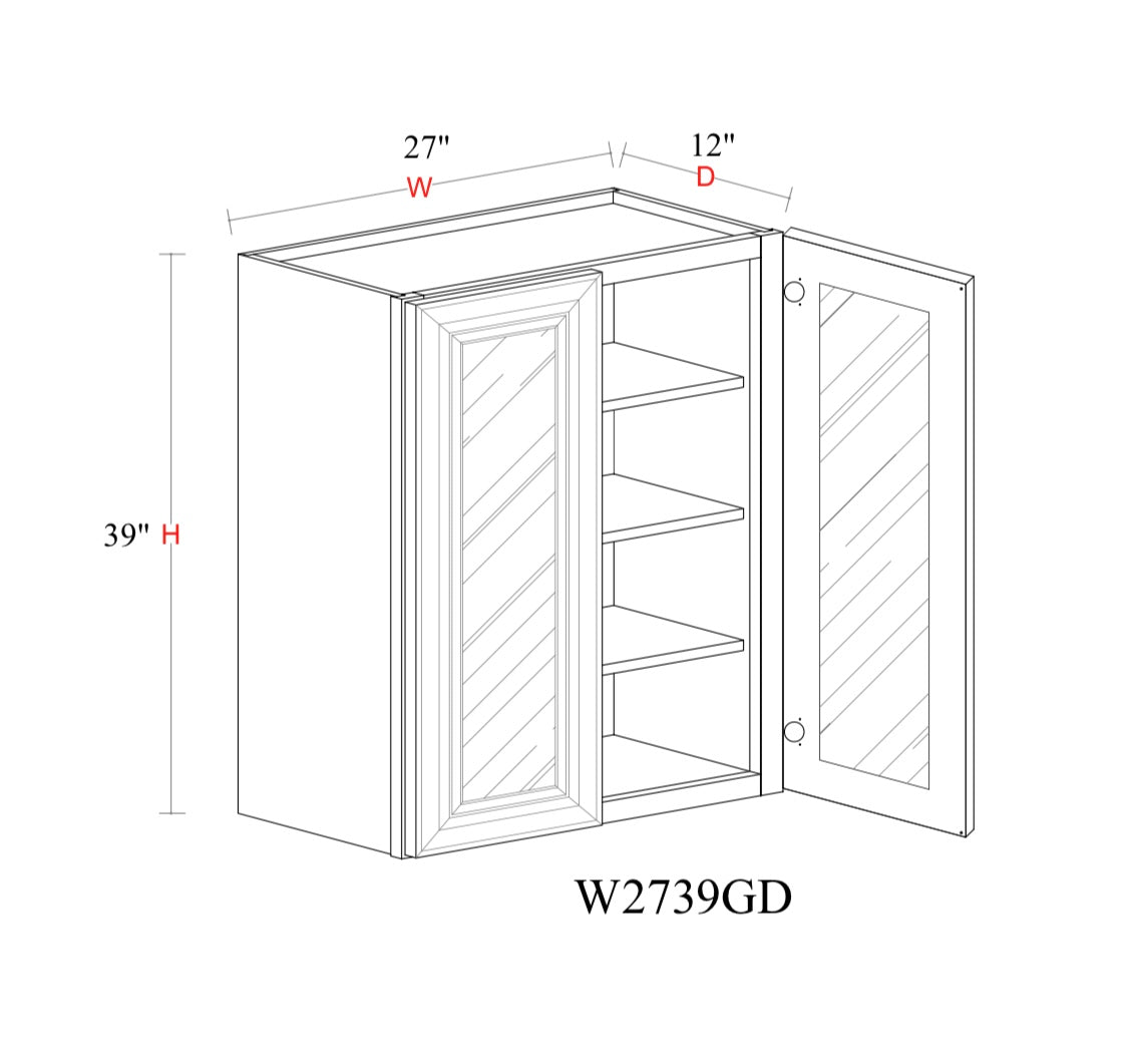 Safari Fancy Shaker Wall Cabinet SFS-W2739GD — Tree Cabinetry product image