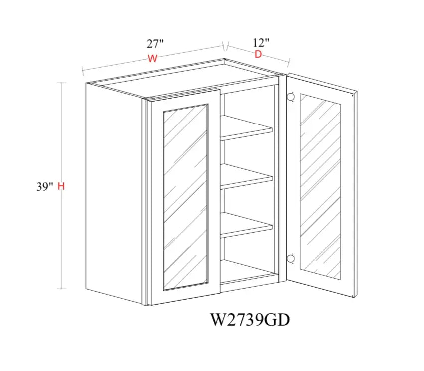 Shaker White Wall Cabinet SW-W2739GD — Tree Cabinetry product image