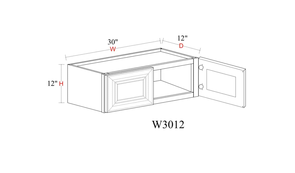 Safari Fancy Shaker Wall Cabinet SFS-W3012 — Tree Cabinetry product image