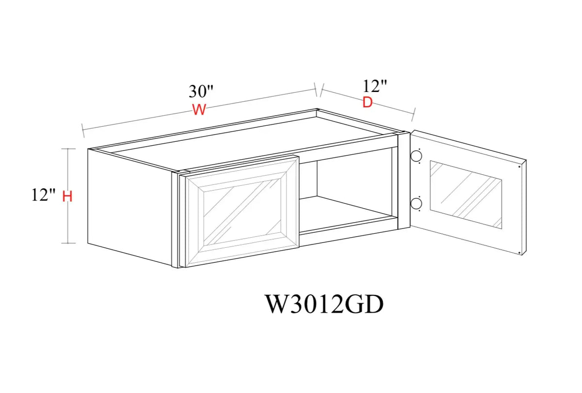 Whipped Cream Fancy Shaker Wall Cabinet WCFS-W3012GD — Tree Cabinetry product image