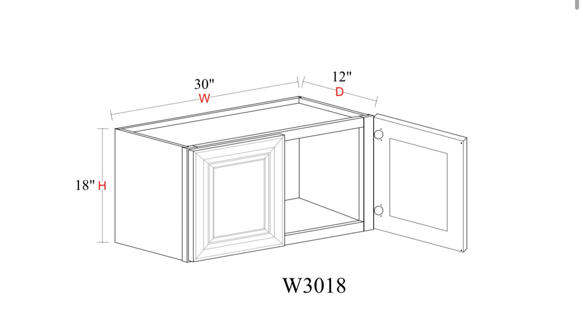 Matcha Fancy Shaker Wall Cabinet MFS-W3018 — Tree Cabinetry product image