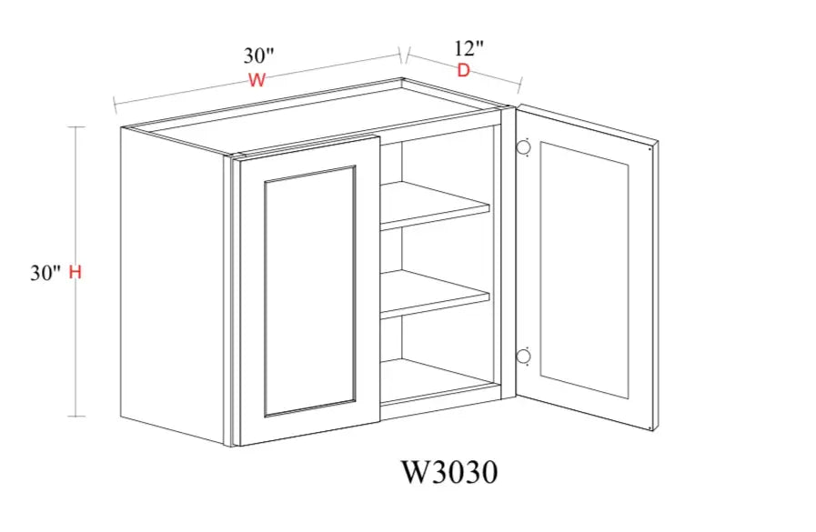 Shaker White Wall Cabinet SW-W3030 — Tree Cabinetry product image