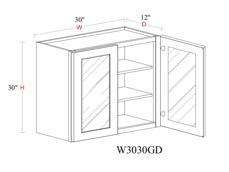 Shaker White Wall Cabinet SW-W3030GD — Tree Cabinetry product image
