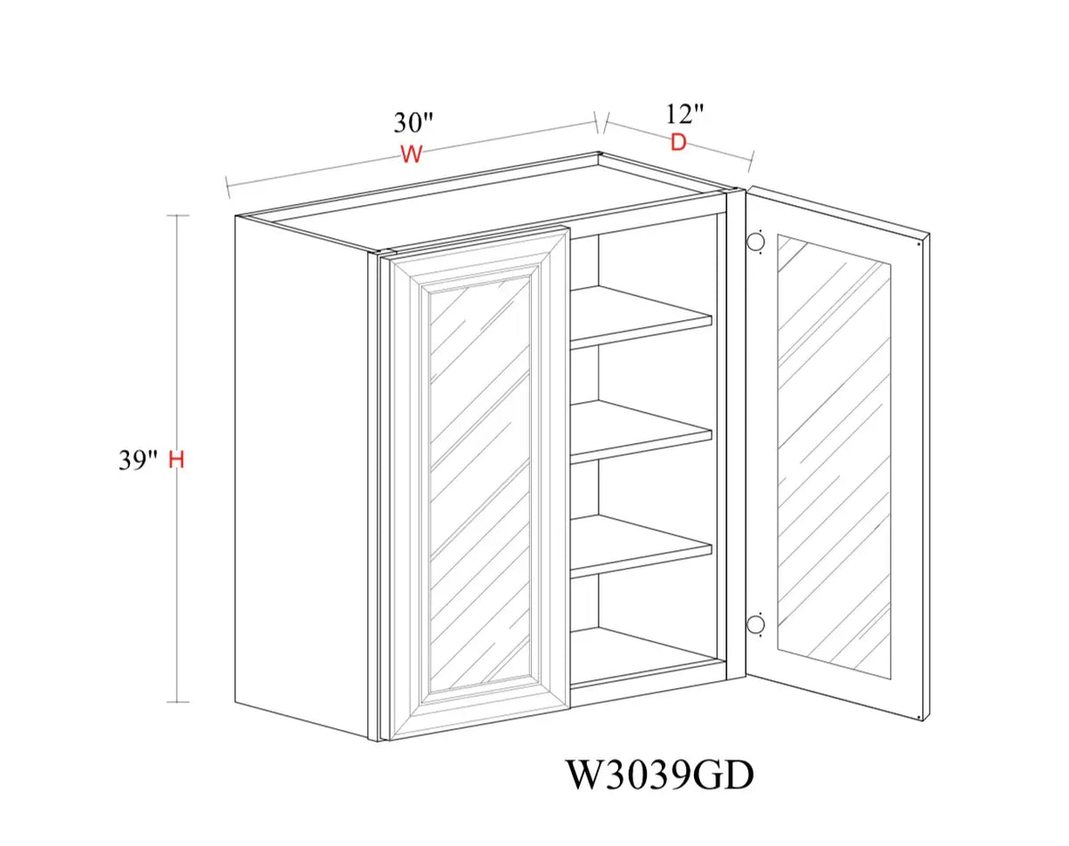 Safari Fancy Shaker Wall Cabinet SFS-W3039GD — Tree Cabinetry product image