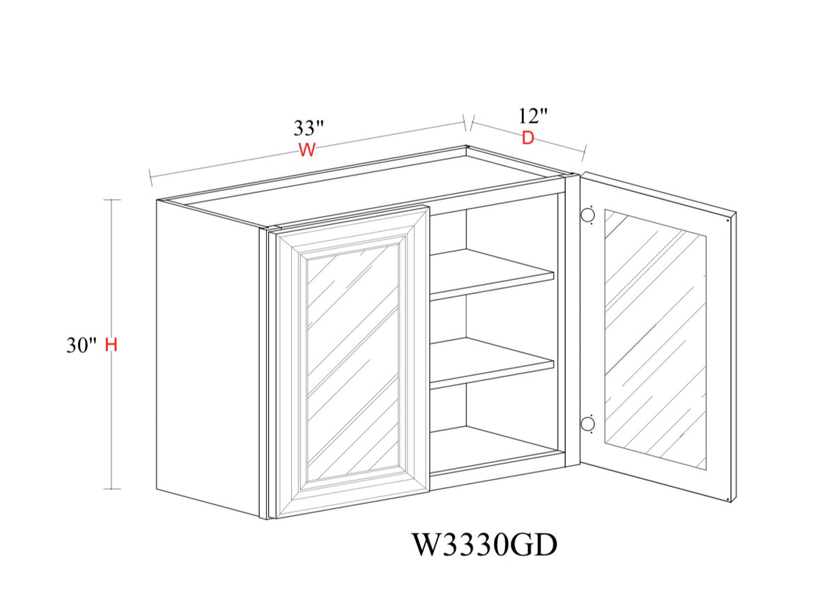 Safari Fancy Shaker Wall Cabinet SFS-W3330GD — Tree Cabinetry product image