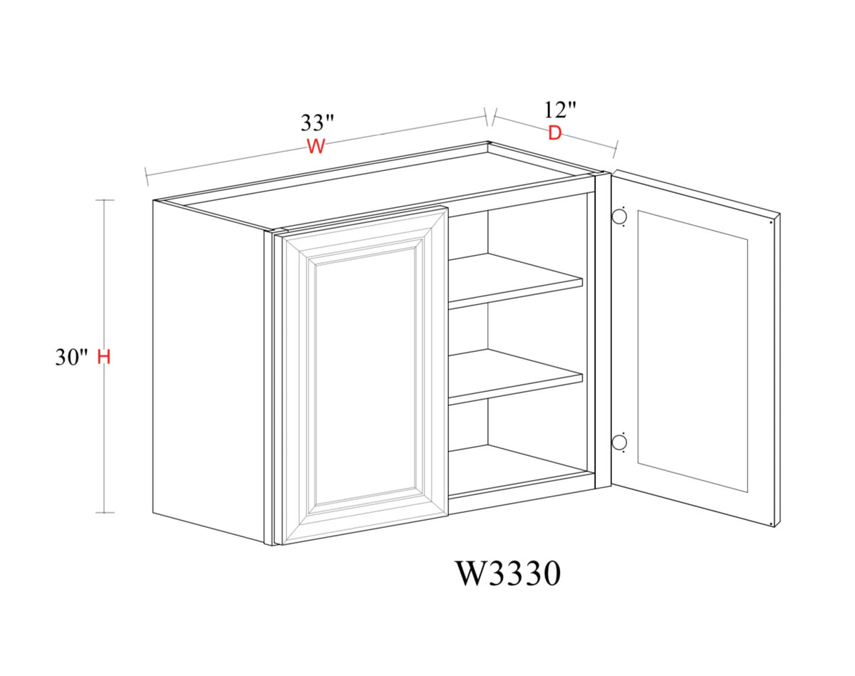 Whipped Cream Fancy Shaker Wall Cabinet WCFS-W3330 — Tree Cabinetry product image
