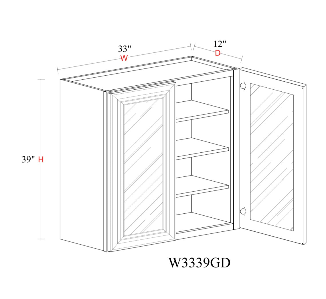 Safari Fancy Shaker Wall Cabinet SFS-3339GD — Tree Cabinetry product image