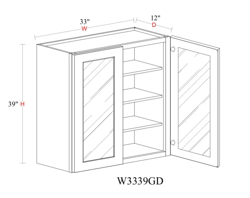 Shaker White Wall Cabinet SW-W3339GD — Tree Cabinetry product image