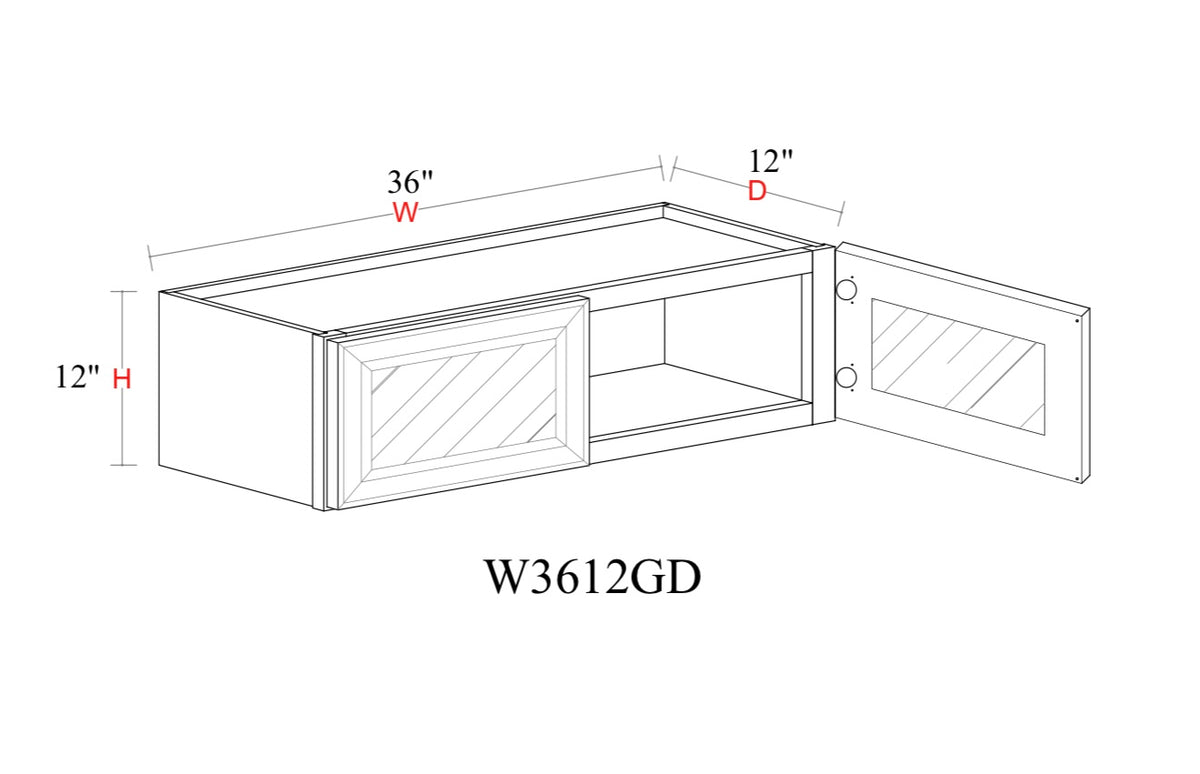 Safari Fancy Shaker Wall Cabinet SFS-W3612GD — Tree Cabinetry product image