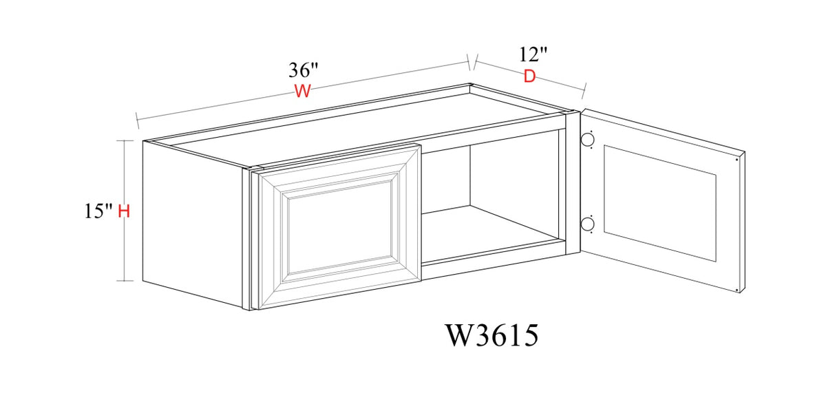 Safari Fancy Shaker Wall Cabinet SFS-W3615 — Tree Cabinetry product image