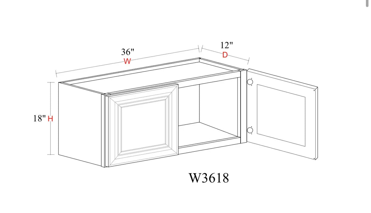 Safari Fancy Shaker Wall Cabinet SFS-W3618 — Tree Cabinetry product image