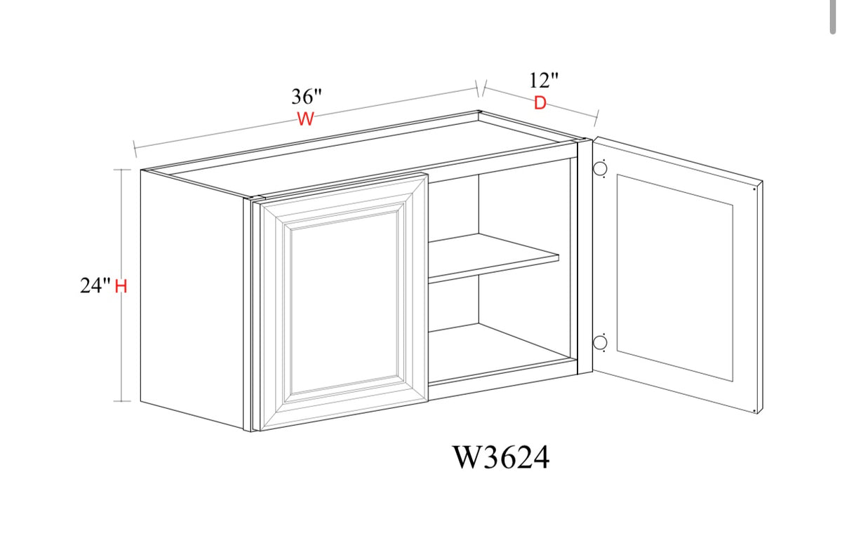 Safari Fancy Shaker Wall Cabinet SFS-W3624 — Tree Cabinetry product image