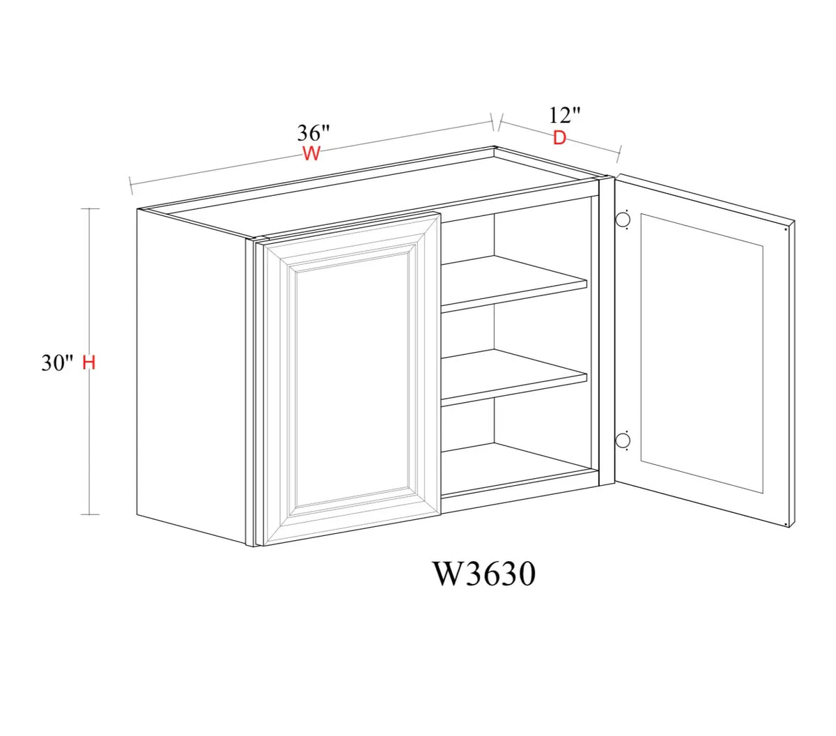 Matcha Fancy Shaker Wall Cabinet MFS-W3630 — Tree Cabinetry product image