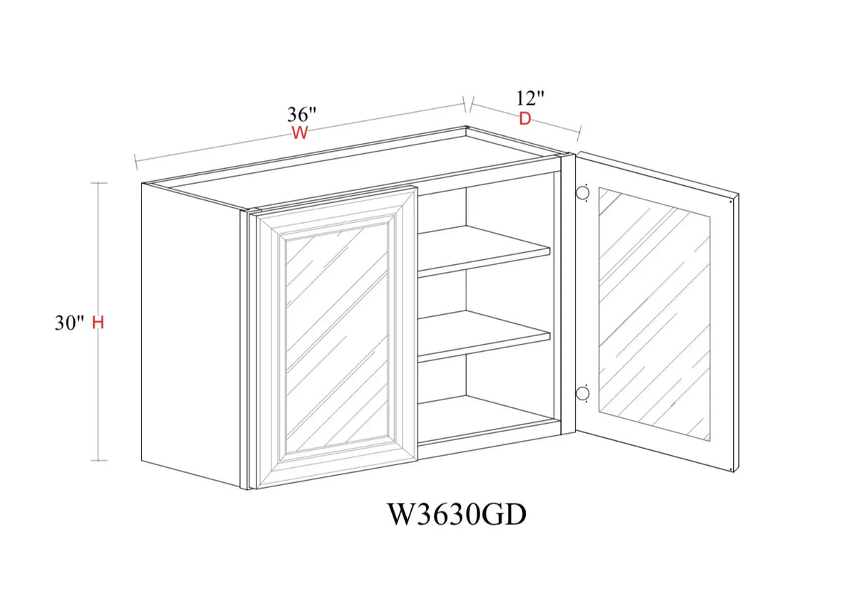 Matcha Fancy Shaker Wall Cabinet MFS-W3630GD — Tree Cabinetry product image