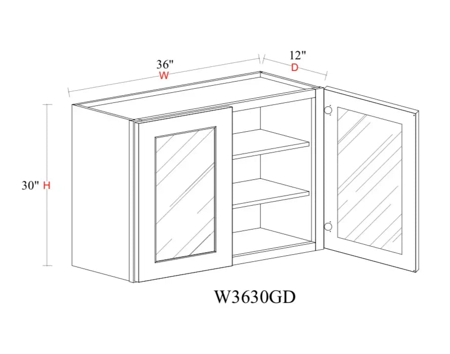 Shaker White Wall Cabinet SW-W3630GD — Tree Cabinetry product image