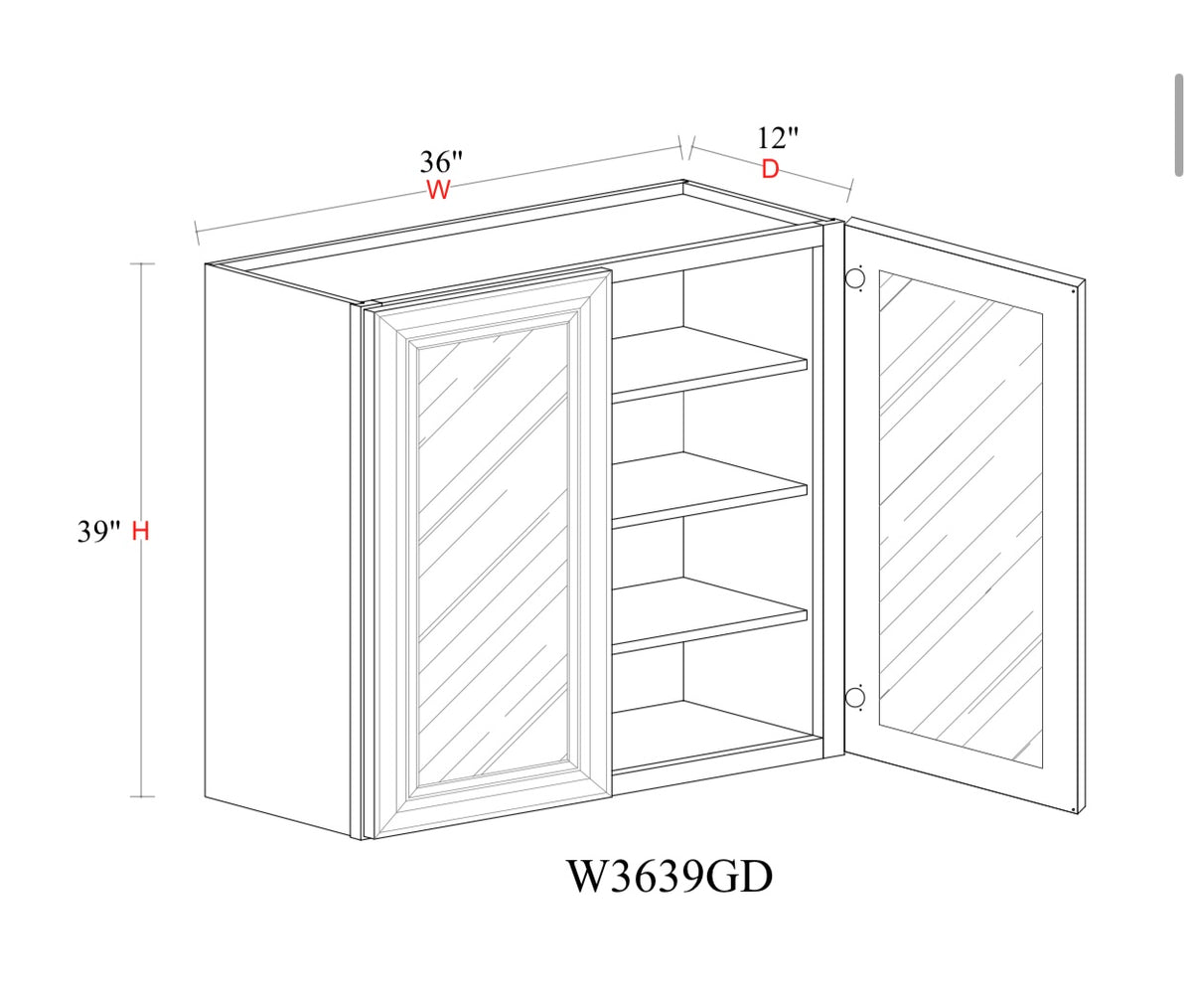Safari Fancy Shaker Wall Cabinet SFS-3639GD — Tree Cabinetry product image