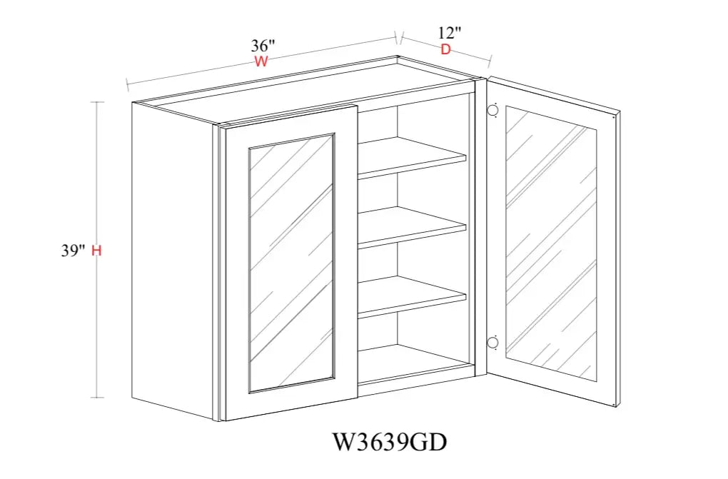 Shaker White Wall Cabinet SW-W3639GD — Tree Cabinetry product image