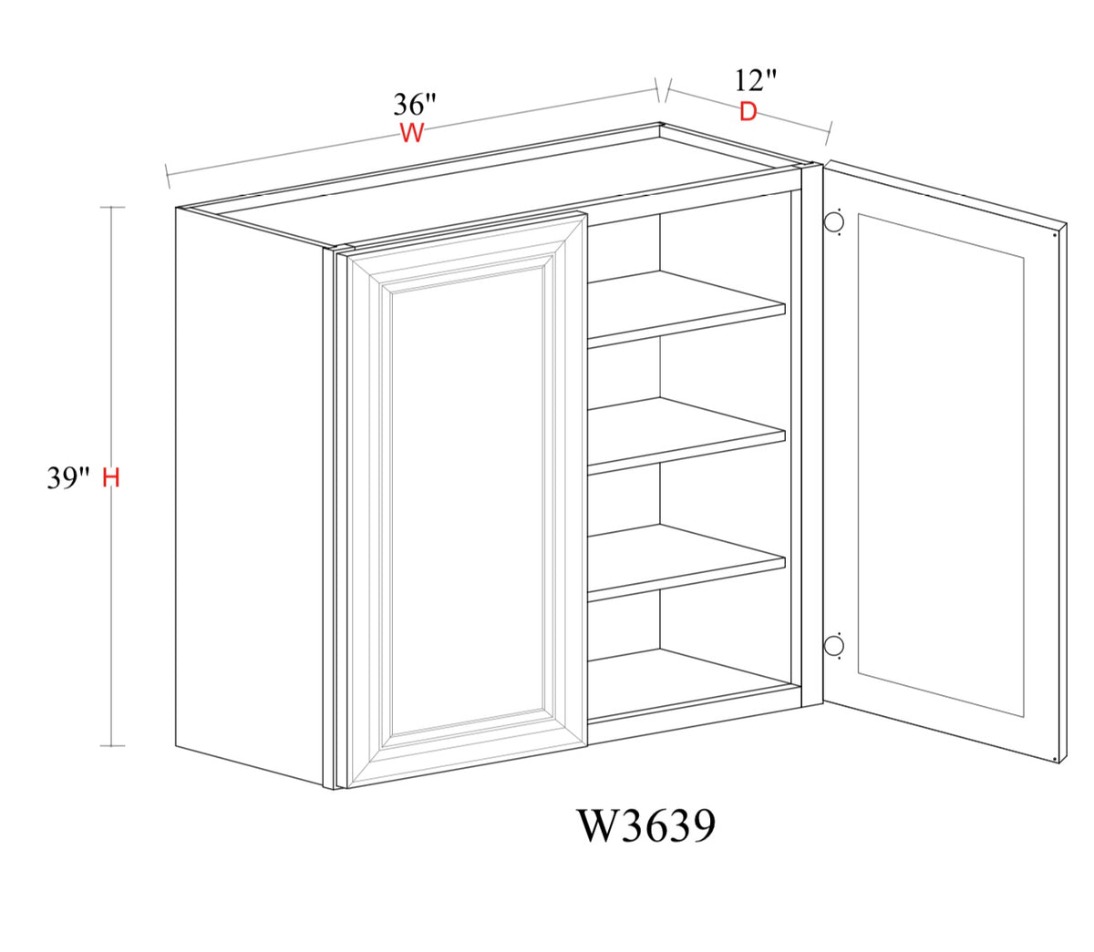 Matcha Fancy Shaker Wall Cabinet MFS-W3639 — Tree Cabinetry product image