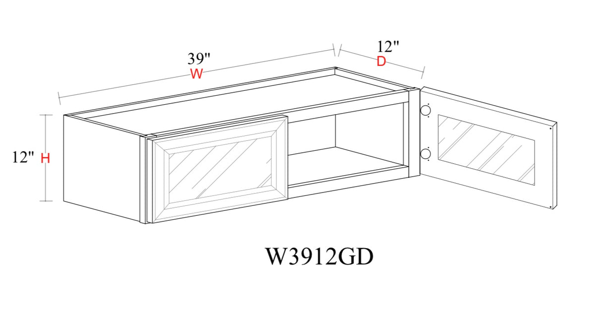 Safari Fancy Shaker Wall Cabinet SFS-W3912GD — Tree Cabinetry product image